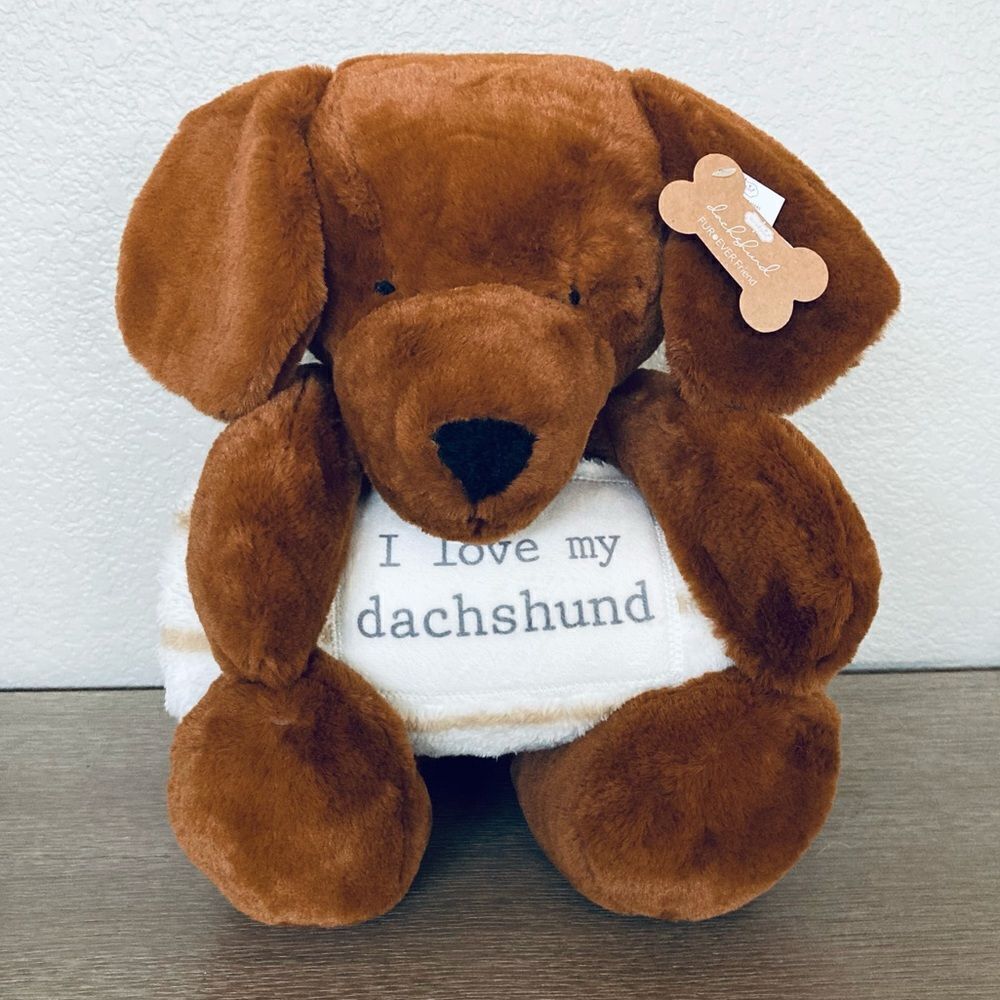 NWT I Love My Dachshund Plush Dog Baby Blanket Gift Set